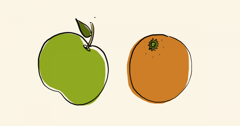 An apple and orange.