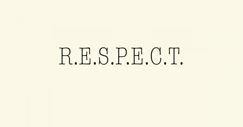 The word “respect” is displayed with full stops between each letter. 