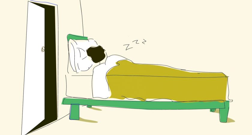 Illustration: Man (Bob) sleeping in his bed